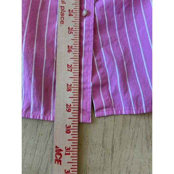 VTG ralph lauren Pink Stripe Pink button down White Cuff Preppy Dress Shirt 1X - Picture 7 of 16